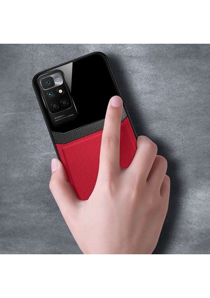 Xiaomi Redmi 10 2022 Kılıf Zebana Lens Deri Kılıf Kırmızı modelleri
