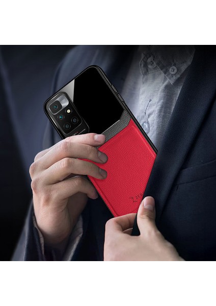 Xiaomi Redmi 10 2022 Kılıf Zebana Lens Deri Kılıf Kırmızı fırsatları