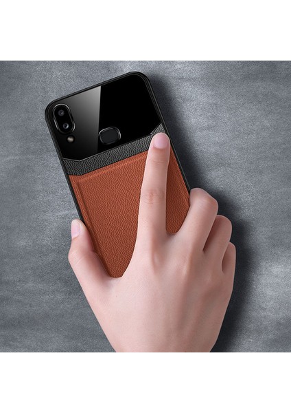 Samsung Galaxy A10S Kılıf Zebana Lens Deri Kılıf Kahverengi