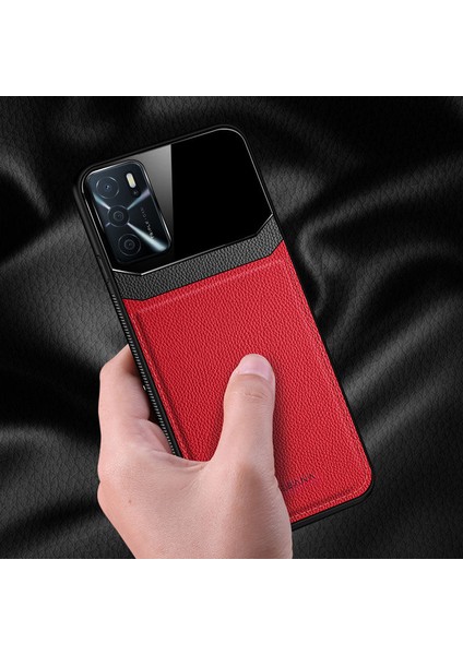 Oppo A16 Kılıf Zebana Lens Deri Kılıf Kırmızı fiyatları