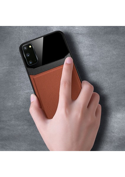 Samsung Galaxy S20 Kılıf Zebana Lens Deri Kılıf Kahverengi