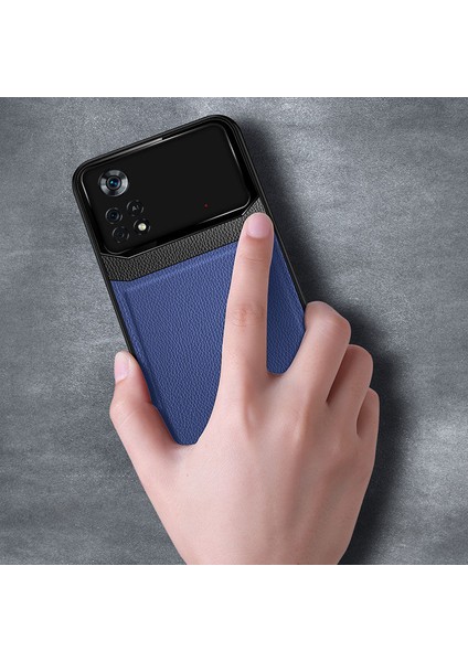 Xiaomi Poco X4 Pro 5g Kılıf Zebana Lens Deri Kılıf Lacivert