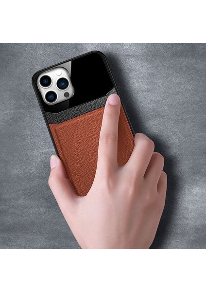 Apple iPhone 14 Pro Kılıf Zebana Lens Deri Kılıf Kahverengi modelleri
