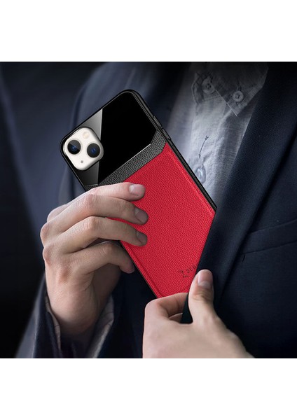 Apple iPhone 14 Plus Kılıf Zebana Lens Deri Kılıf Kırmızı