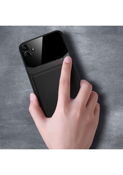 Samsung Galaxy A04 Kılıf Zebana Lens Deri Kılıf Siyah modelleri