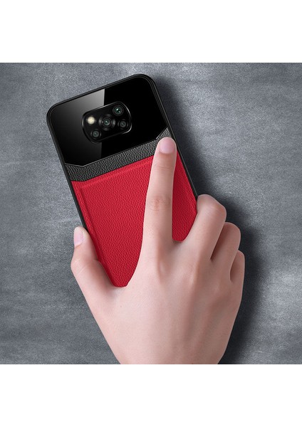 Xiaomi Poco X3 Pro Kılıf Zebana Lens Deri Kılıf Kırmızı modelleri