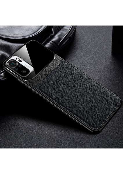Xiaomi Redmi Note 10S Kılıf Zebana Lens Deri Kılıf Siyah