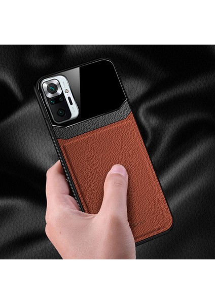 Xiaomi Redmi Note 10 Pro Kılıf Zebana Lens Deri Kılıf Kahverengi fiyatları
