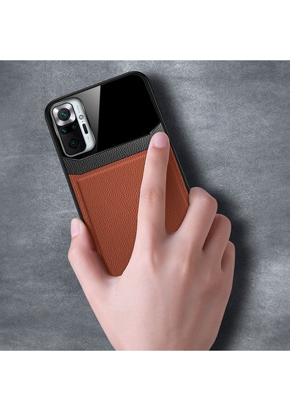 Xiaomi Redmi Note 10 Pro Kılıf Zebana Lens Deri Kılıf Kahverengi modelleri