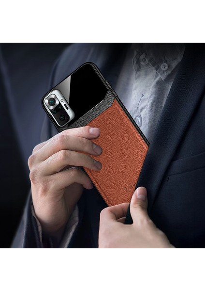 Xiaomi Redmi Note 10 Pro Kılıf Zebana Lens Deri Kılıf Kahverengi fırsatları