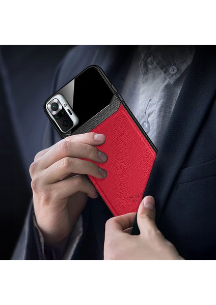 Xiaomi Redmi Note 10 Pro Max Kılıf Zebana Lens Deri Kılıf Kırmızı fırsatları