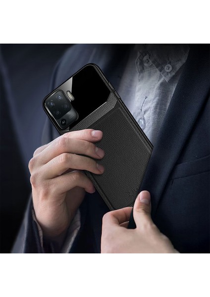 Oppo Reno 5 Lite Kılıf Zebana Lens Deri Kılıf Siyah
