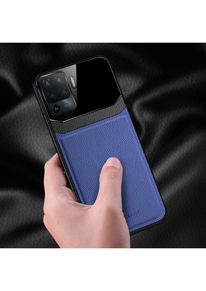 Oppo Reno 5 Lite Kılıf Zebana Lens Deri Kılıf Lacivert