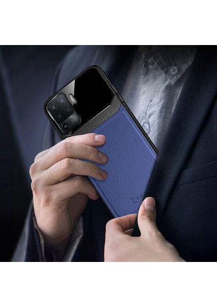 Oppo Reno 5 Lite Kılıf Zebana Lens Deri Kılıf Lacivert