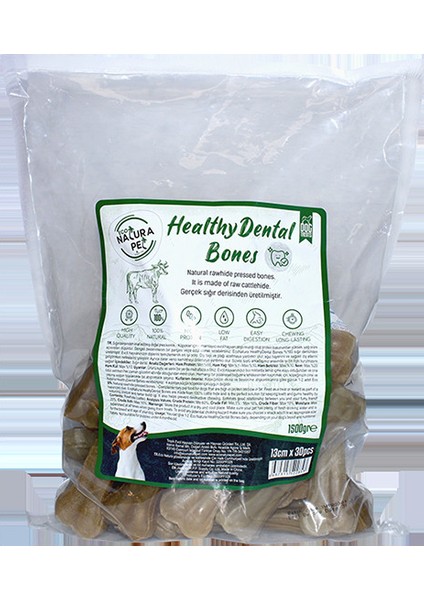 Healty Dental Bones Natural Pres Kemik 13 cm 30'lu 1500 gr