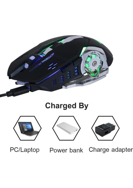 RX-GM808 Gaming Wireless Rgb Oyuncu Mouse Şarjlı Pilsiz Sessiz Click