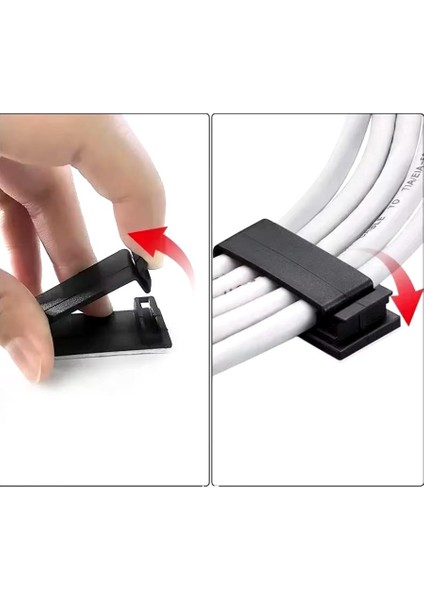 4'lü Yapışkanlı Kablo Düzenleyici Klips Set