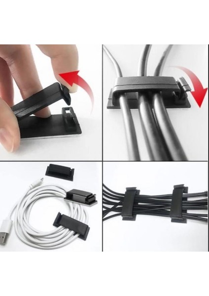 4'lü Yapışkanlı Kablo Düzenleyici Klips Set