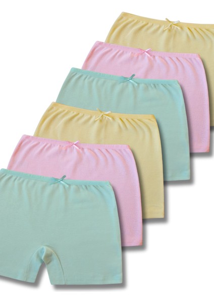 %100 Pamuklu Kız Çocuk Ribana Boxer Külot Iç Çamaşırı 6lı Set