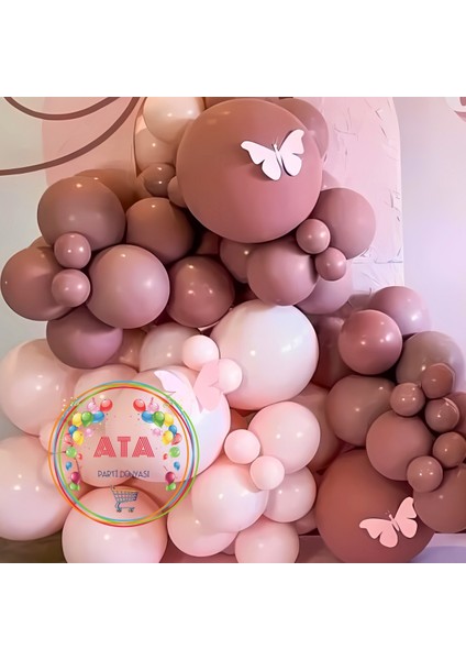 Doğum Günü Konsepti *makaron Pembe*rosewood* 100 Lü Balon Zinciri Parti Seti fırsatları