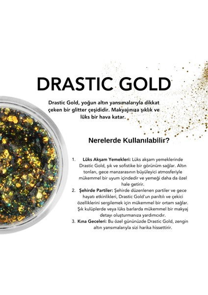 The Glitter Lab - Jel Formlu Parlak Glitter - Drastic Gold ~10 gr