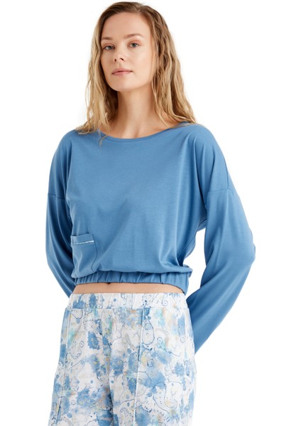 Kadın Sweatshirt 51629 - Mavi