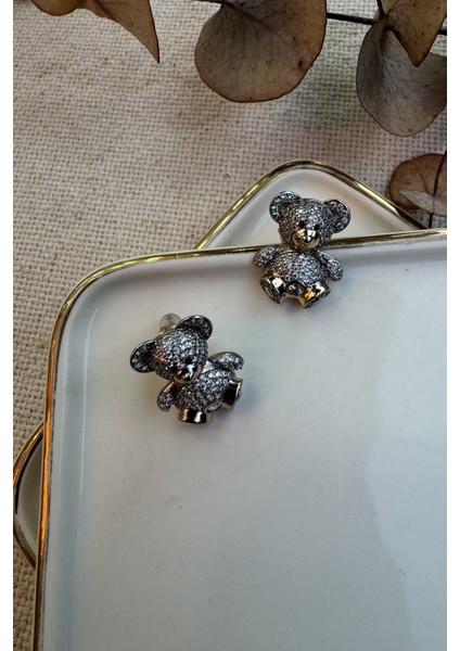 Taşlı Ayıcık Çelik Küpe