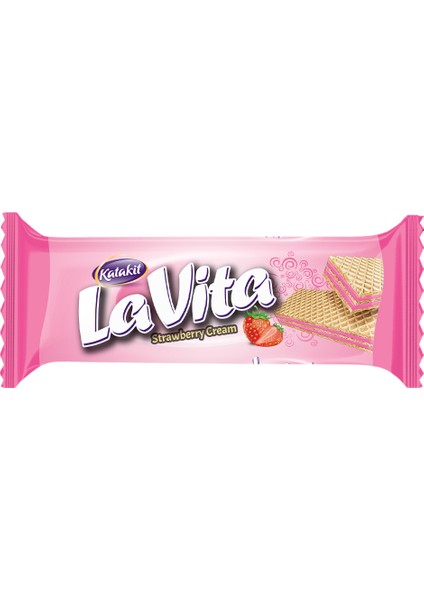 24 Adet Pembe Lavita Bisküvi Çilekeli Lezzetli Atıştırmalık Waffle