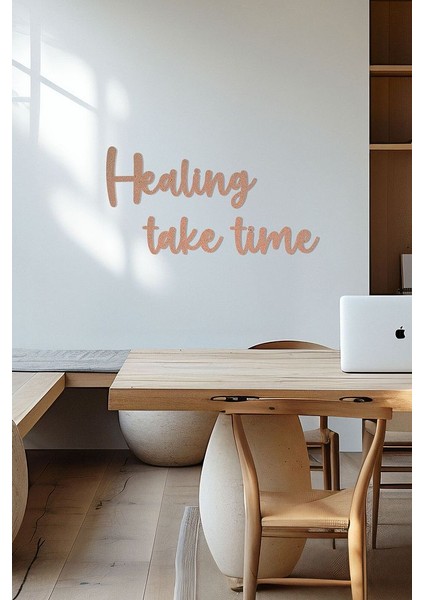 Ahşap Dekoratif Duvar Yazısı Psikolog - Healing Take Time