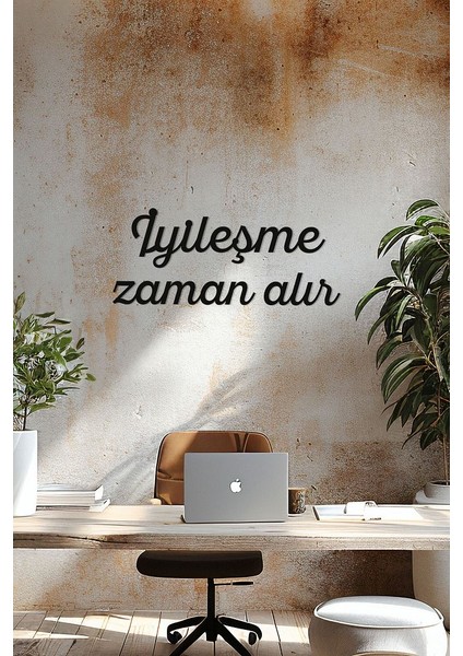 Ahşap Dekoratif Duvar Yazısı Psikolog - Iyileşme Zaman Alır