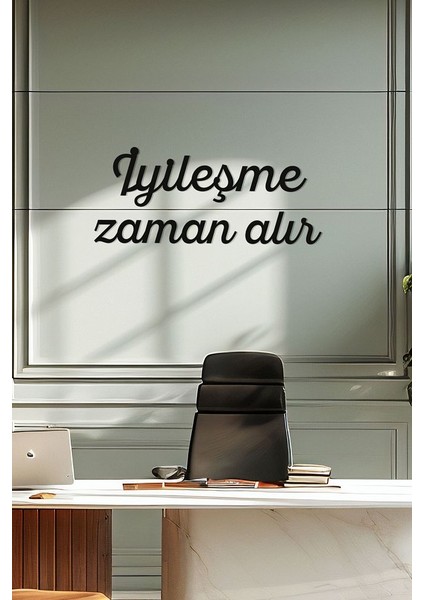 Ahşap Dekoratif Duvar Yazısı Psikolog - Iyileşme Zaman Alır