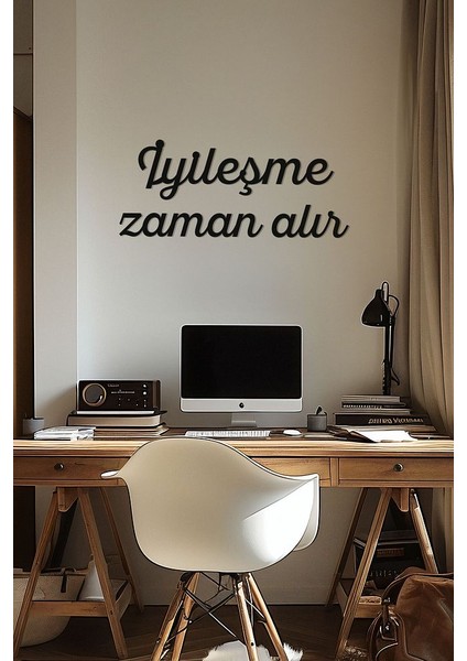 Ahşap Dekoratif Duvar Yazısı Psikolog - Iyileşme Zaman Alır