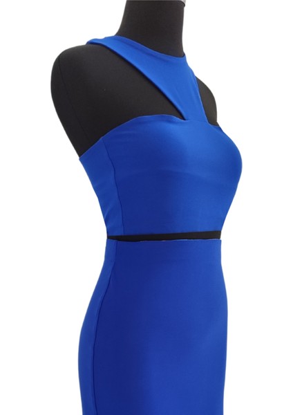 Çift Taraflı Omuz Dekolteli Crop Mavi - Pudra fırsatları