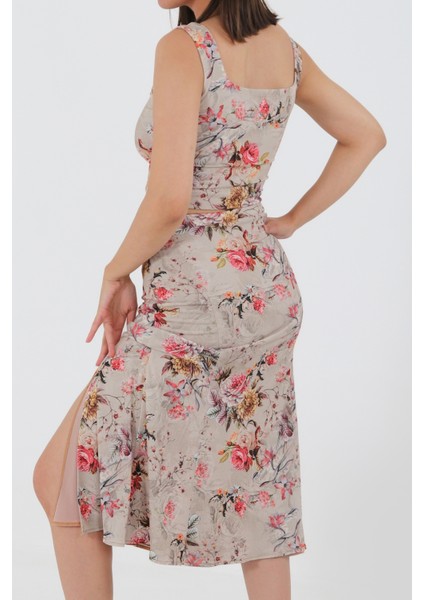 Basic Kalın Askılı Crop Çiçekli Bej fiyatları