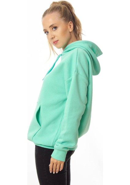 Kadın Kapüşonlu Rahat Kesim Kanguru Cepli Oversize Sweatshirt fiyatları