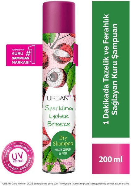 Urban Care Sparkling Lychee Breeze Hacimlendirici Kuru Şampuan - Vegan - Uv Korumalı - 200 ml