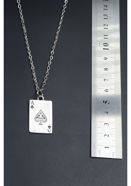 Maça As Poker İskambil Gümüş Kaplama Unisex Düz Zincir Kolye kod 758 fırsatları