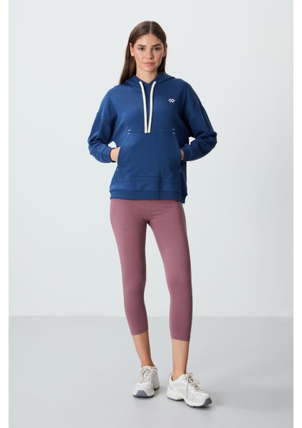 Parlament Kompakt Pamuklu Kalın Pürüzsüz Dokulu Kapüşonlu Oversize Fit Kadın Sweatshirt - 97291 modelleri