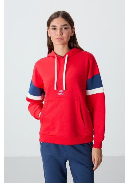 Fiesta Kompakt Pamuklu Kalın Pürüzsüz Dokulu Kapüşonlu Oversize Fit Kadın Sweatshirt - 97290 fırsatları