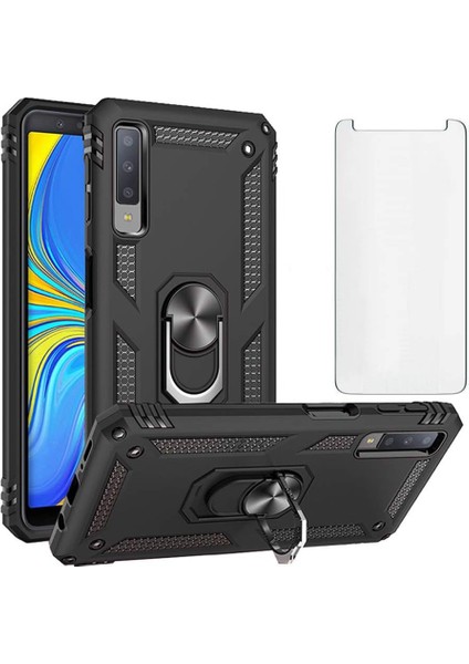 Samsung Galaxy A7 2018 Kılıf Armor Tank Holder Hard Shockproof + Ekran Koruyucu