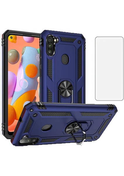 Samsung Galaxy A11 Kılıf Armor Tank Holder Hard Shockproof + Ekran Koruyucu