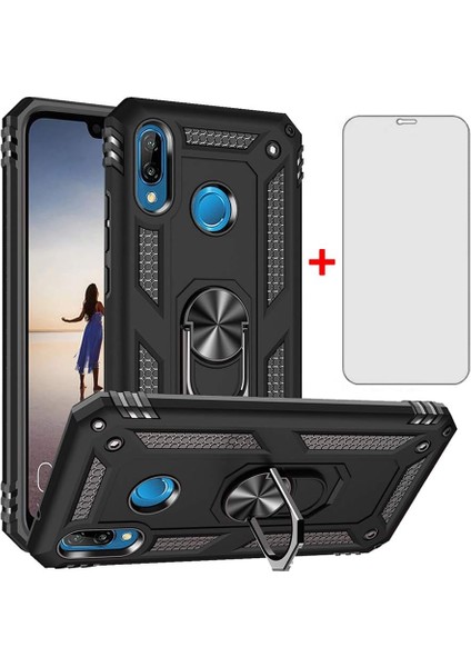 Huawei P20 Lite Kılıf Armor Tank Holder Hard Shockproof + Ekran Koruyucu