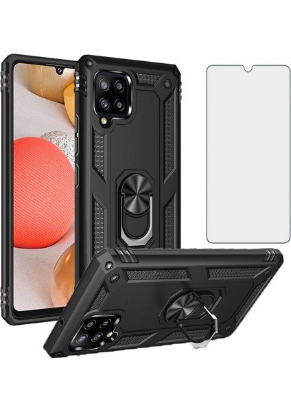 Samsung Galaxy M22 Kılıf Armor Tank Holder Hard Shockproof + Ekran Koruyucu