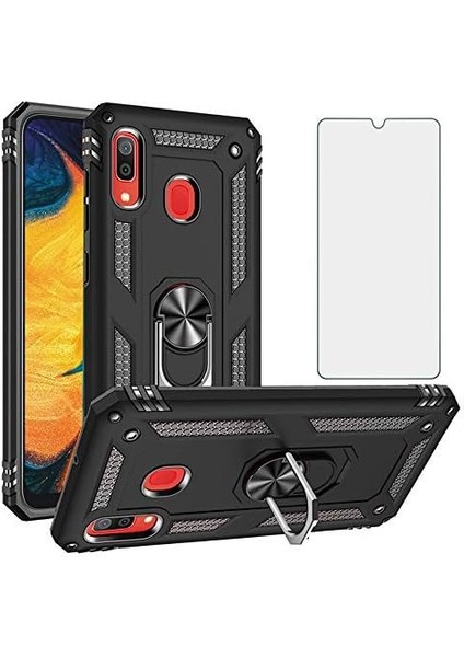 Samsung Galaxy A20 Kılıf Armor Tank Holder Hard Shockproof + Ekran Koruyucu