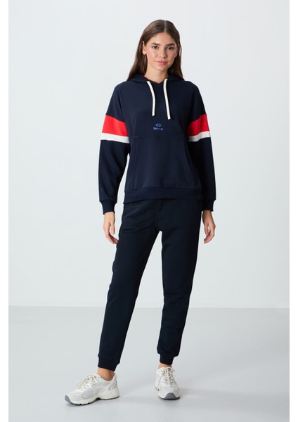 Indigo Kompakt Pamuklu Kalın Pürüzsüz Dokulu Kapüşonlu Oversize Fit Kadın Sweatshirt - 97290 modelleri