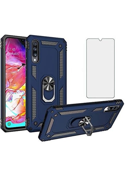 Samsung Galaxy A70 Kılıf Armor Tank Holder Hard Shockproof + Ekran Koruyucu