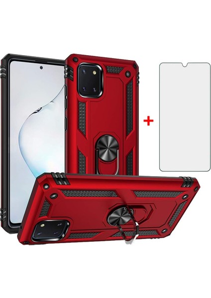 Samsung Galaxy A81 Kılıf Armor Tank Holder Hard Shockproof + Ekran Koruyucu