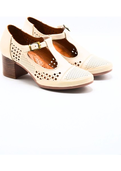 Kadın Yazlık Topuklu Deri Ayakkabı Bej 1911923Y fiyatları