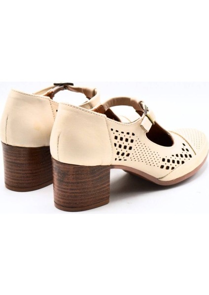 Kadın Yazlık Topuklu Deri Ayakkabı Bej 1911923Y fırsatları