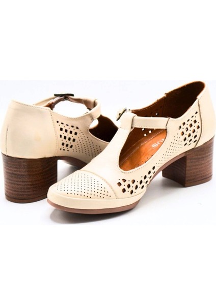 Kadın Yazlık Topuklu Deri Ayakkabı Bej 1911923Y indirimleri